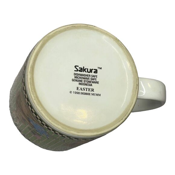 Sakura Debbie Mumm 1998 Easter Bunnies Bunny Rabbit Cup Mug - Green - Picture 7 of 7